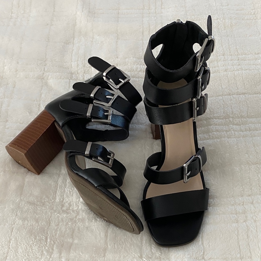 Nine West Black Multi-Strap Block Heels